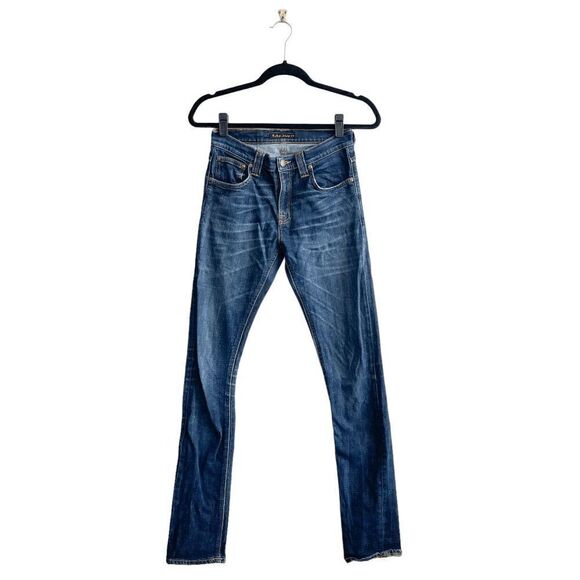 NUDIE Jeans Tube Tom Organic Aged Ink Blue Women’s Tag Size 26x34 - Picture 4 of 14